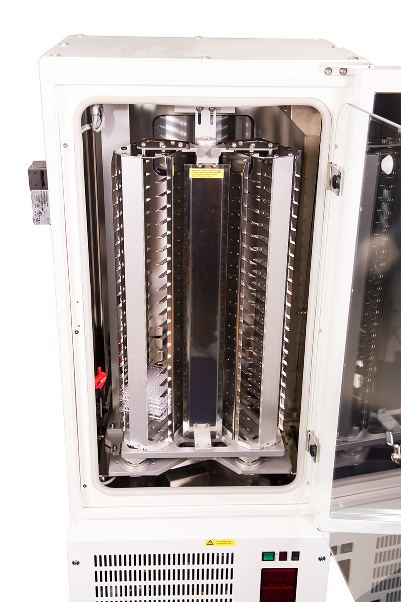 Front Close Up Door Open View of Stratedigm A800 Cell Incubator (CI) for Flow Cytometry